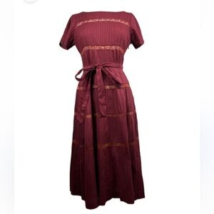 J. Peterman Burgundy Midi Dress
